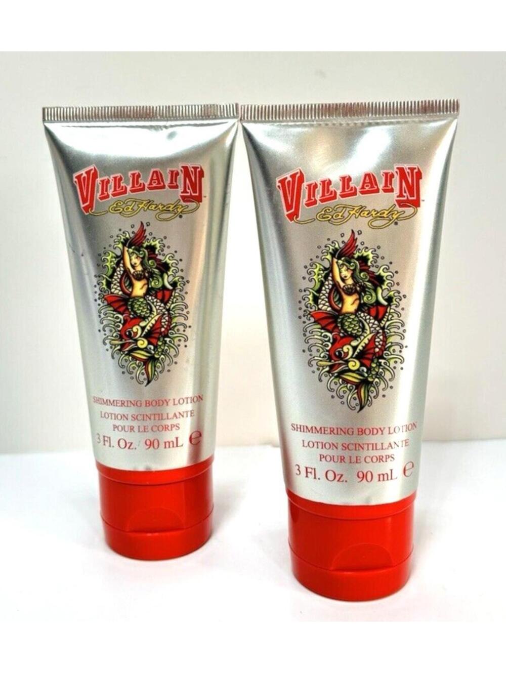2pc Ed Hardy Villain Shimmering Body Lotions 3 Fl Oz./90ml Discontinued NEW